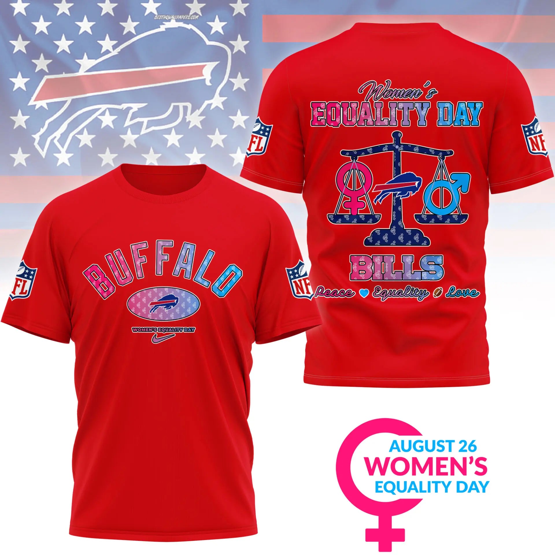 Buffalo Bills | Premium Women’s Equality Day 3D Shirt NY – HuddleStyle.com - Main