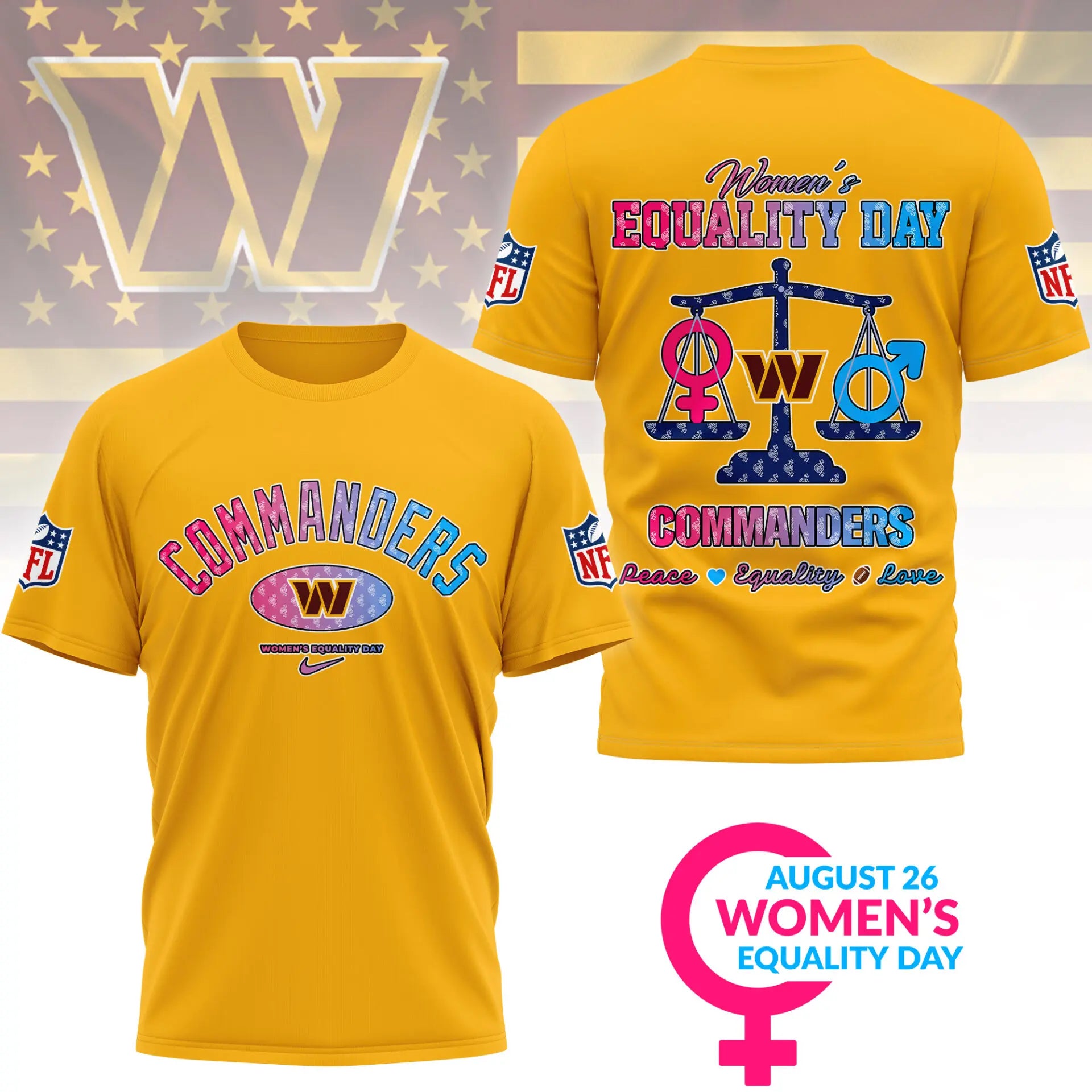 Washington Commanders | Premium Women’s Equality Day 3D Shirt NY – HuddleStyle.com - Image 4