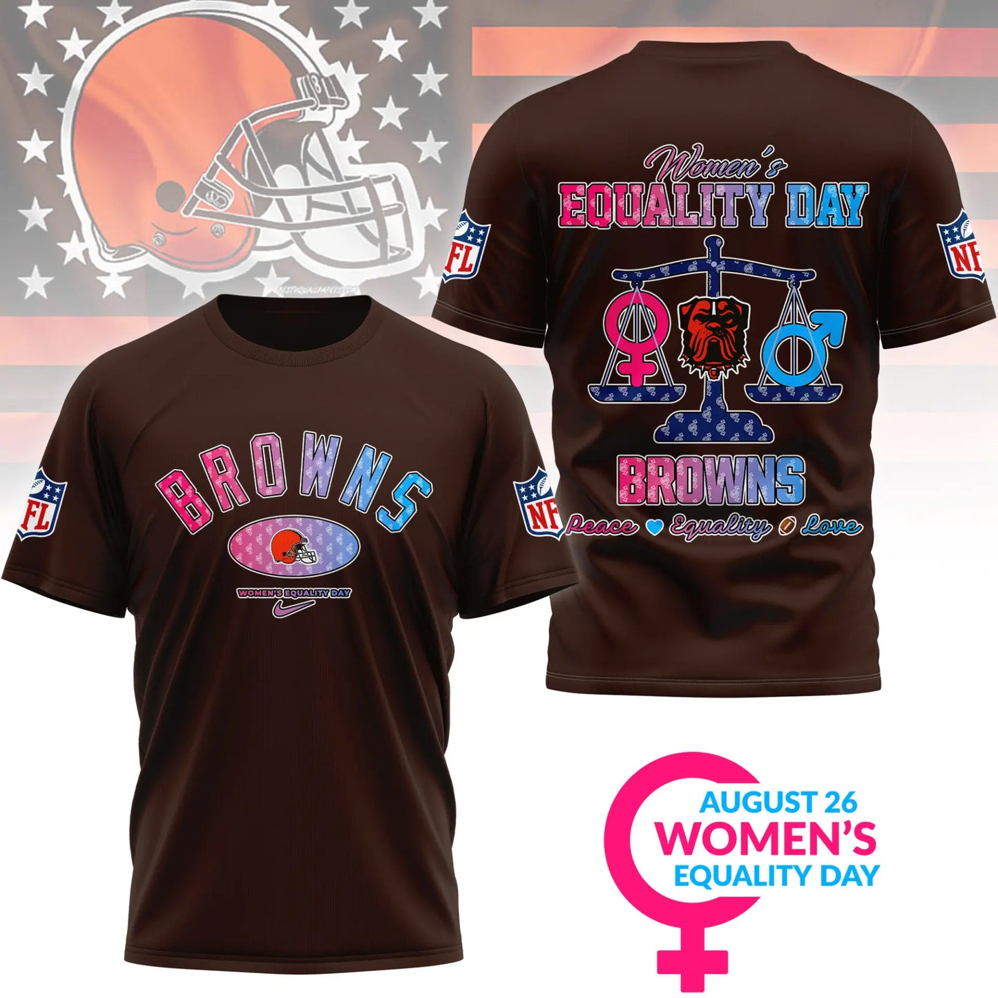 Cleveland Browns | Premium Women’s Equality Day 3D Shirt NY – HuddleStyle.com - Image 4