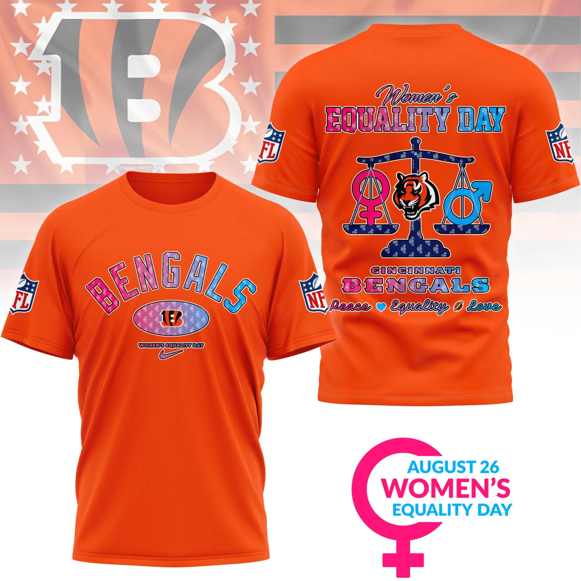 Cincinnati Bengals | Premium Women’s Equality Day 3D Shirt NY – HuddleStyle.com - Image 3