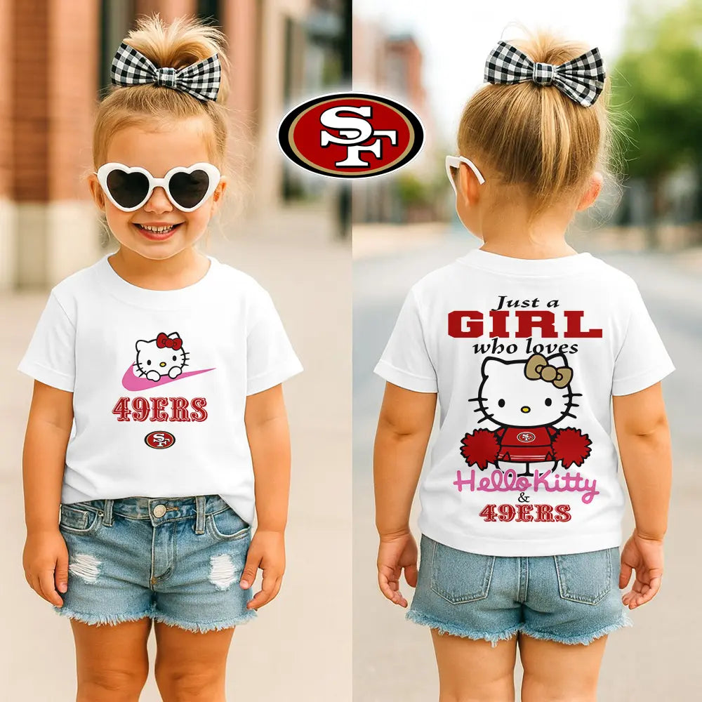 San Francisco 49ers | Premium NFL Football Girl Hello Kitty Fan Kid Shirt HI – HuddleStyle.com - Main