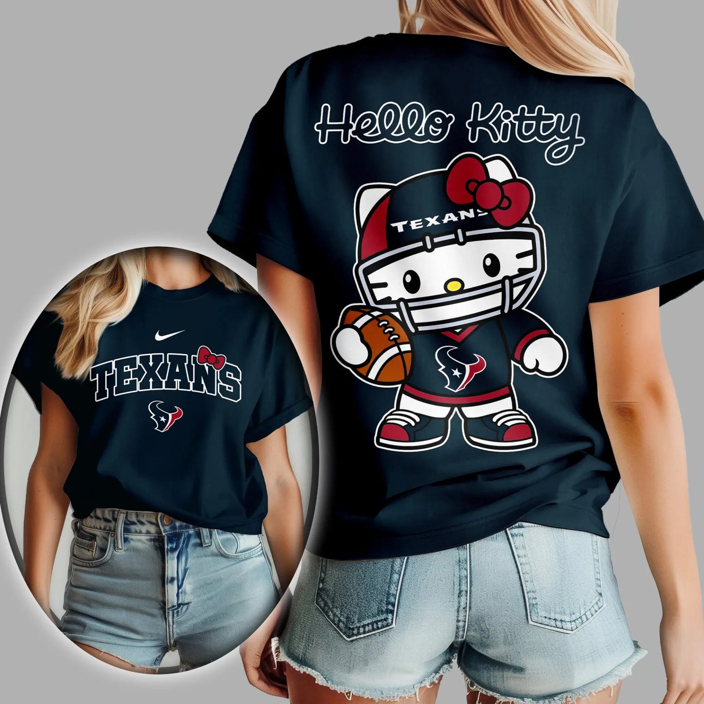 Houston Texans | Premium NFL Hello Kitty 3D Shirt TD – HuddleStyle.com - Image 3