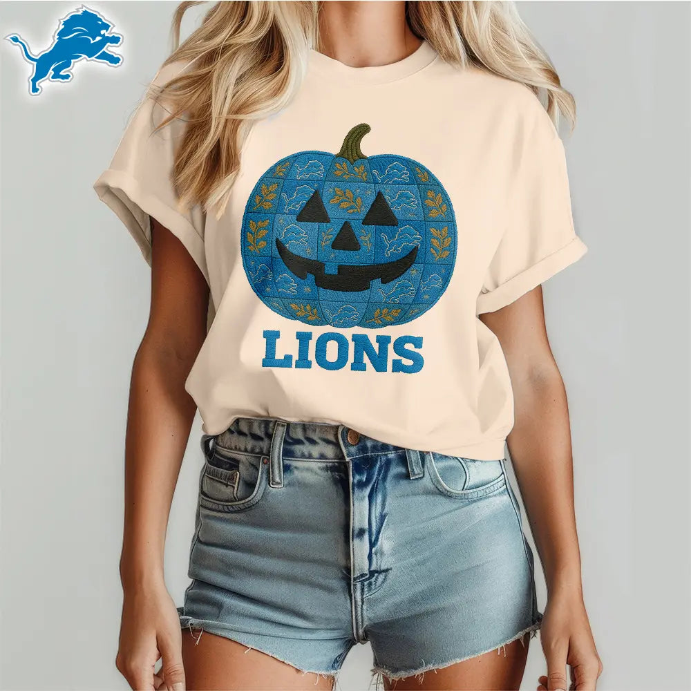 Detroit Lions | Premium NFL Pumpkin Shirt – HuddleStyle.com - Image 3