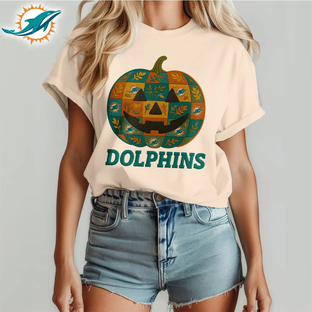Miami Dolphins | Premium NFL Pumpkin Shirt – HuddleStyle.com - Image 4