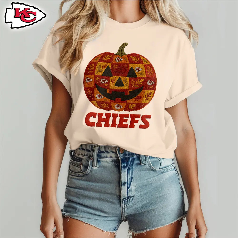 Kansas City Chiefs | Premium NFL Pumpkin Shirt – HuddleStyle.com - Image 3