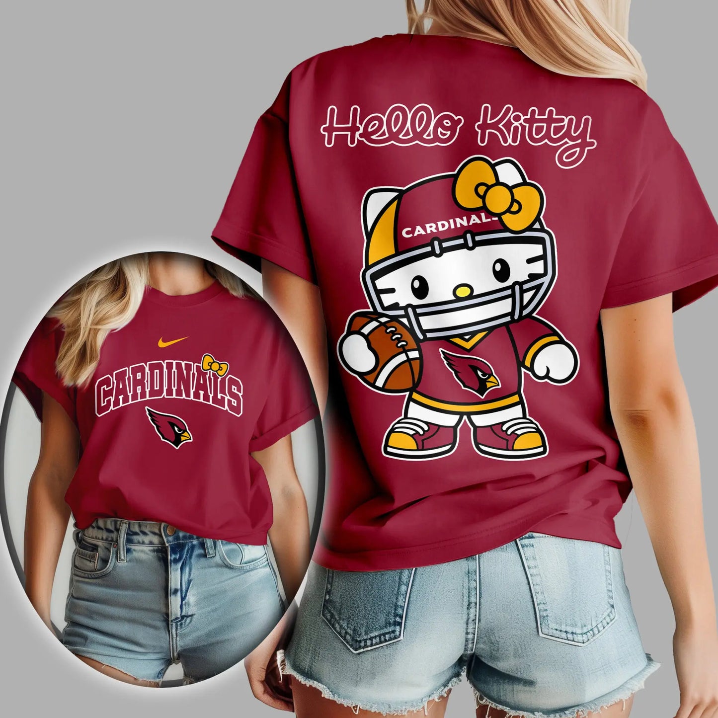 Arizona Cardinals | Premium NFL Hello Kitty 3D Shirt TD – HuddleStyle.com - Image 3