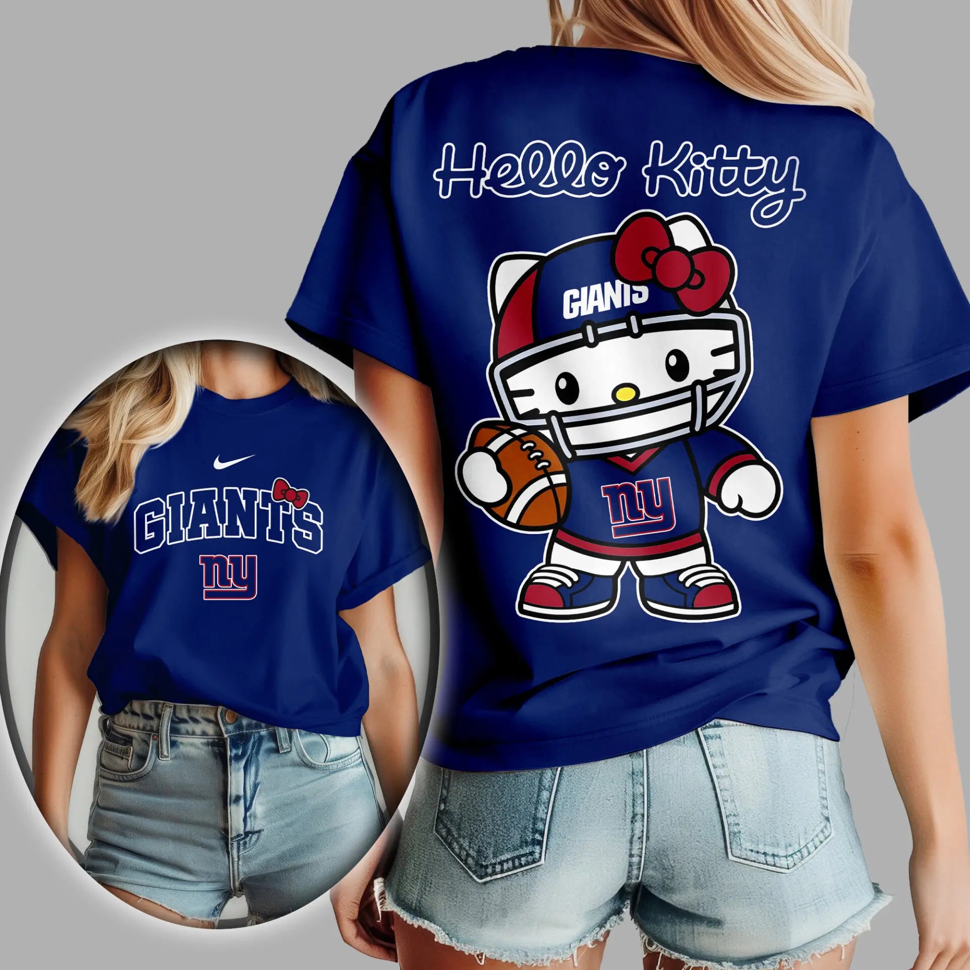 New York Giants | Premium NFL Hello Kitty 3D Shirt TD – HuddleStyle.com - Image 2