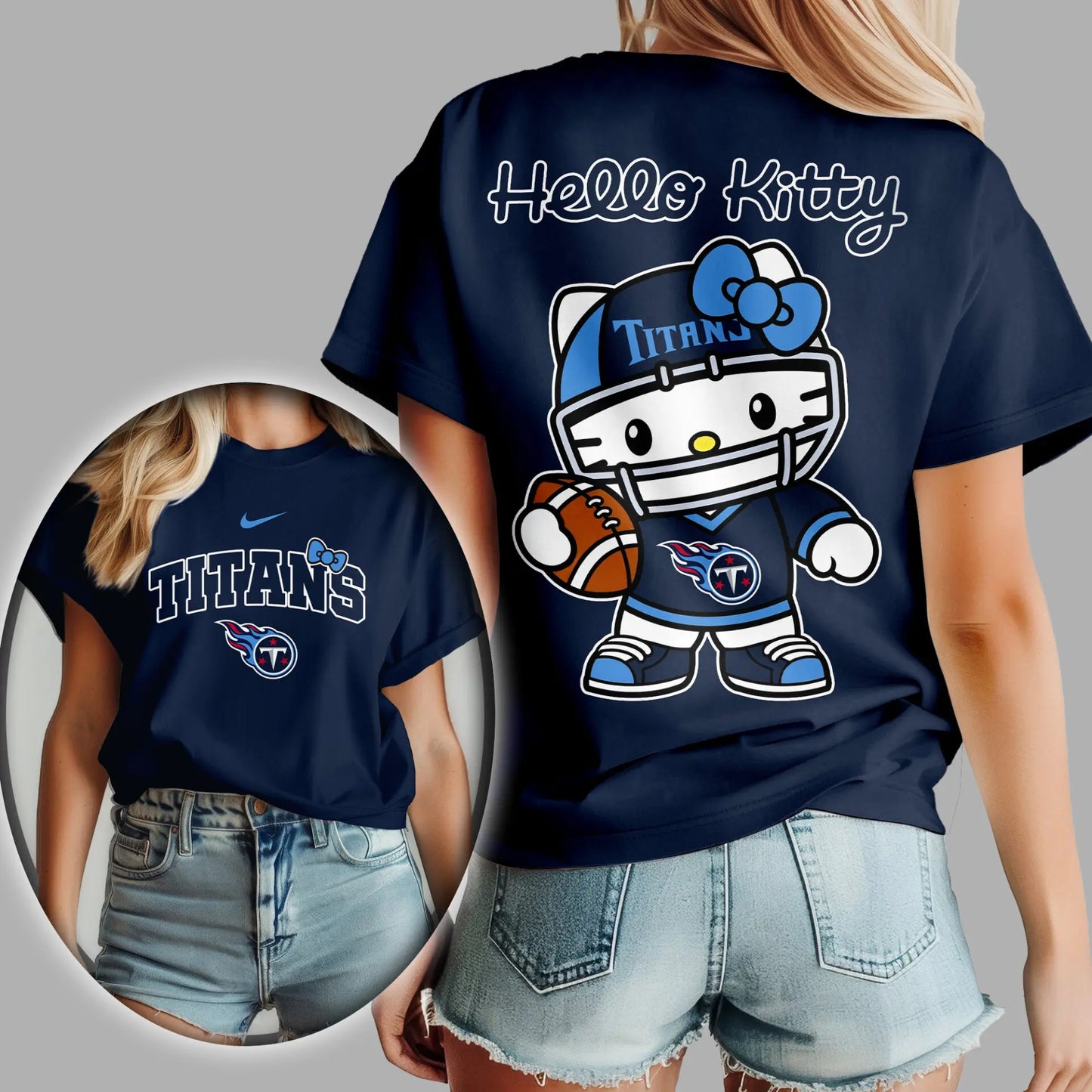 Tennessee Titans | Premium NFL Hello Kitty 3D Shirt TD – HuddleStyle.com - Image 4