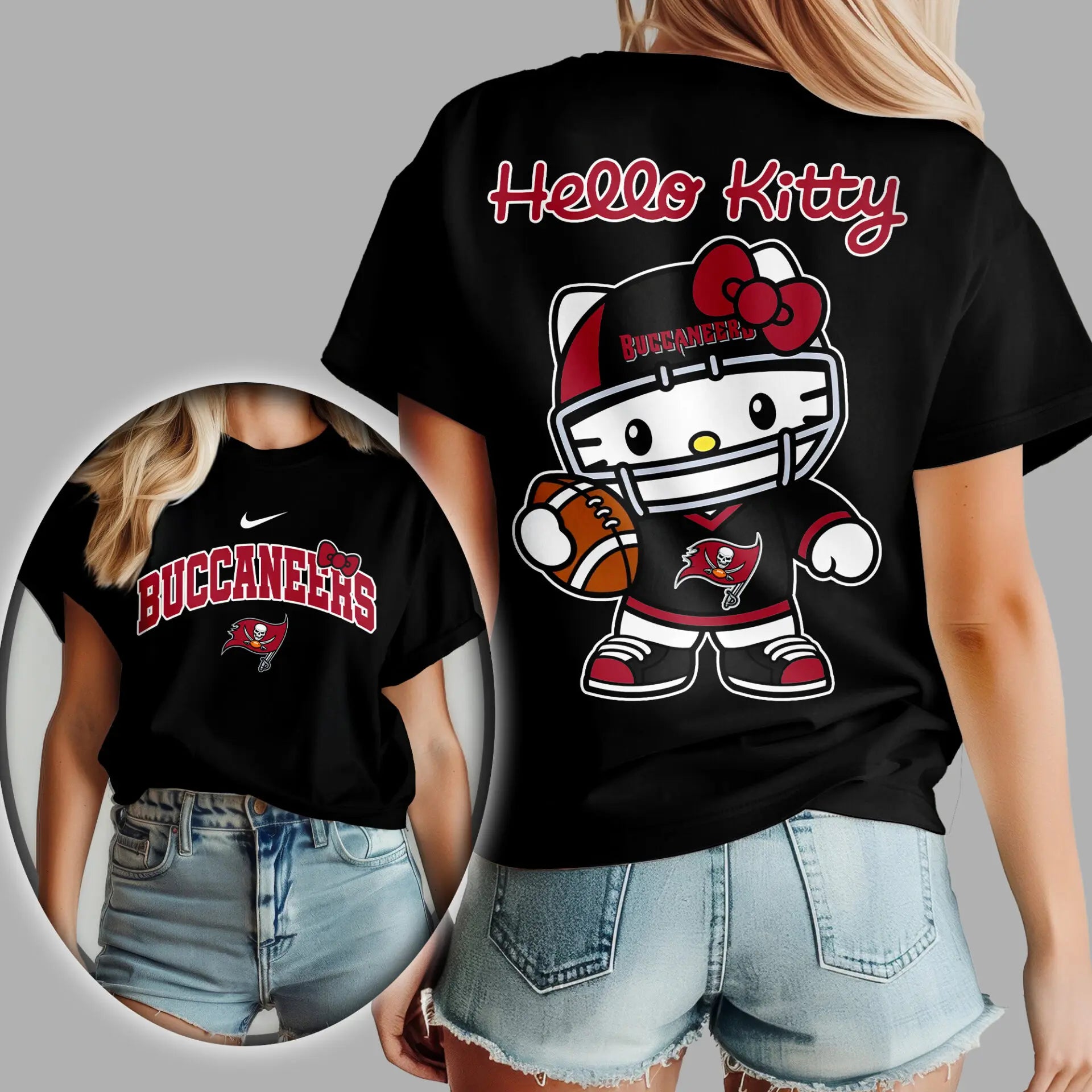 Tampa Bay Buccaneers | Premium NFL Hello Kitty 3D Shirt TD – HuddleStyle.com - Image 2
