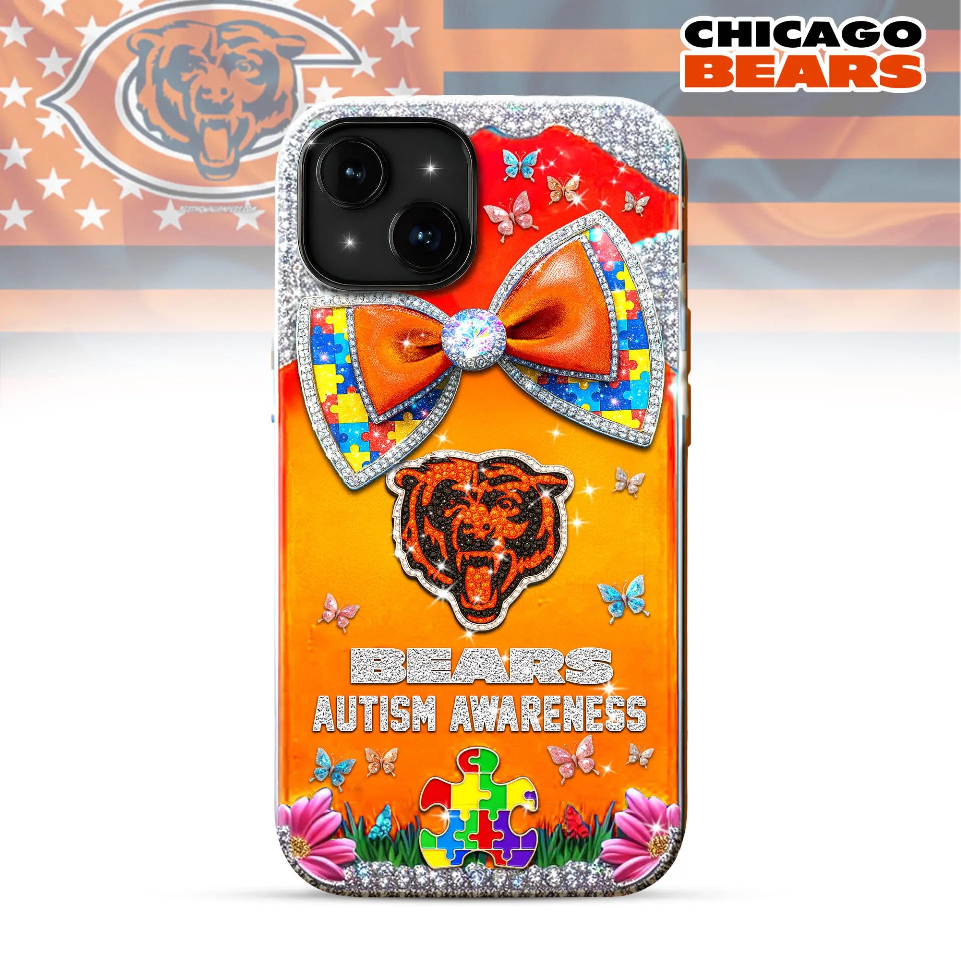 Chicago Bears | Premium NFL Autism Awareness Phonecase TD – HuddleStyle.com - Image 2