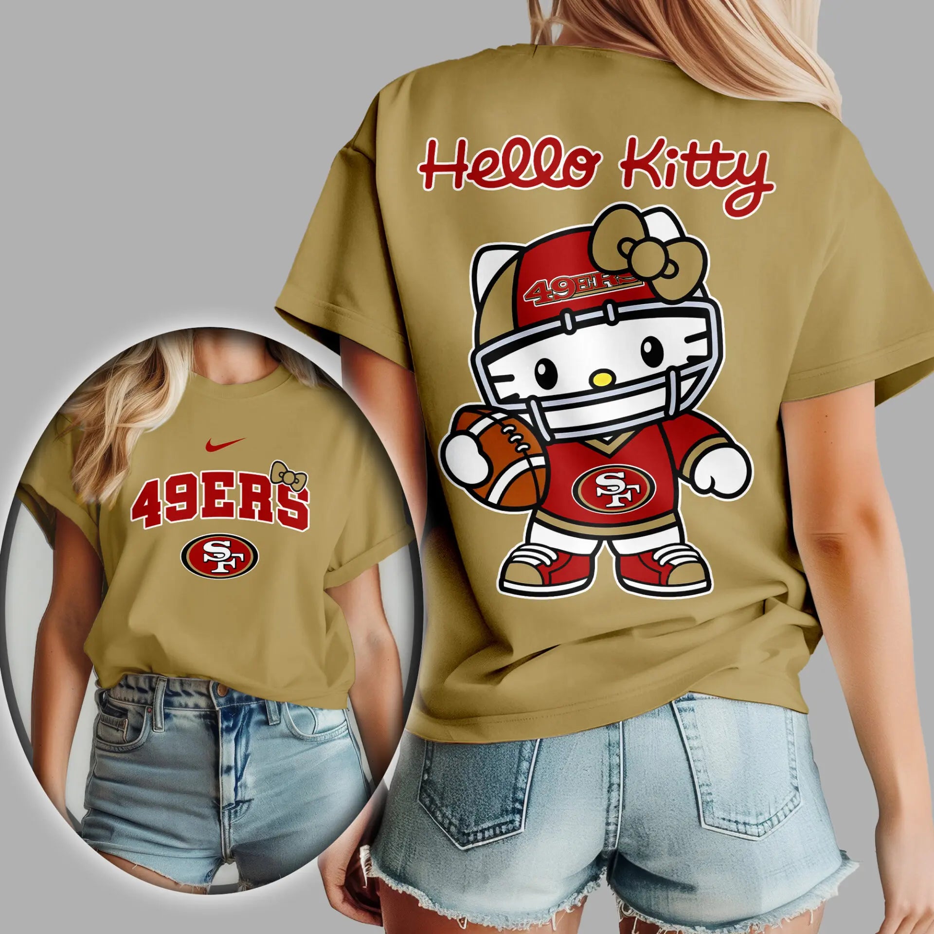 San Francisco 49ers | Premium NFL Hello Kitty 3D Shirt TD – HuddleStyle.com - Image 3