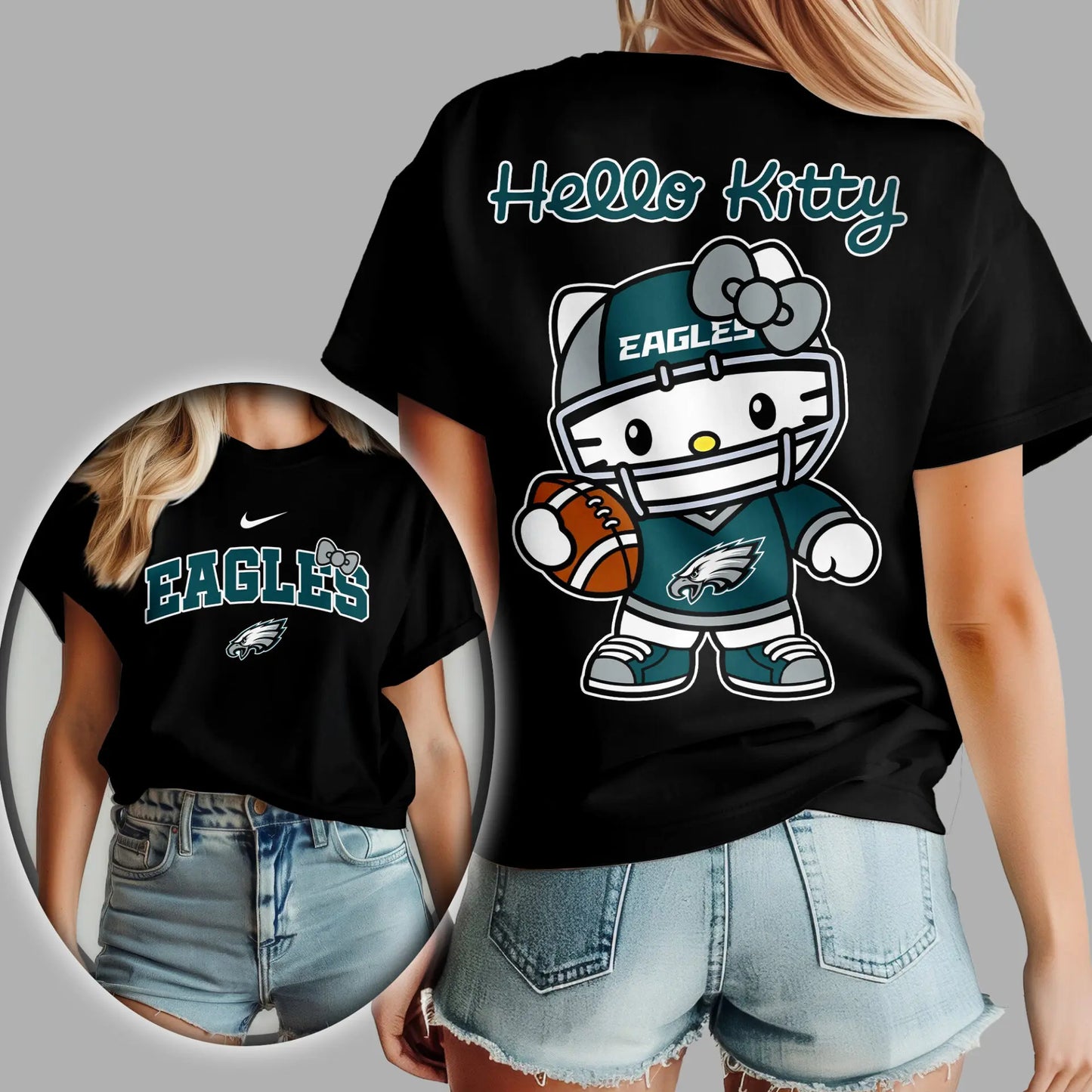 Philadelphia Eagles | Premium NFL Hello Kitty 3D Shirt TD – HuddleStyle.com - Image 2