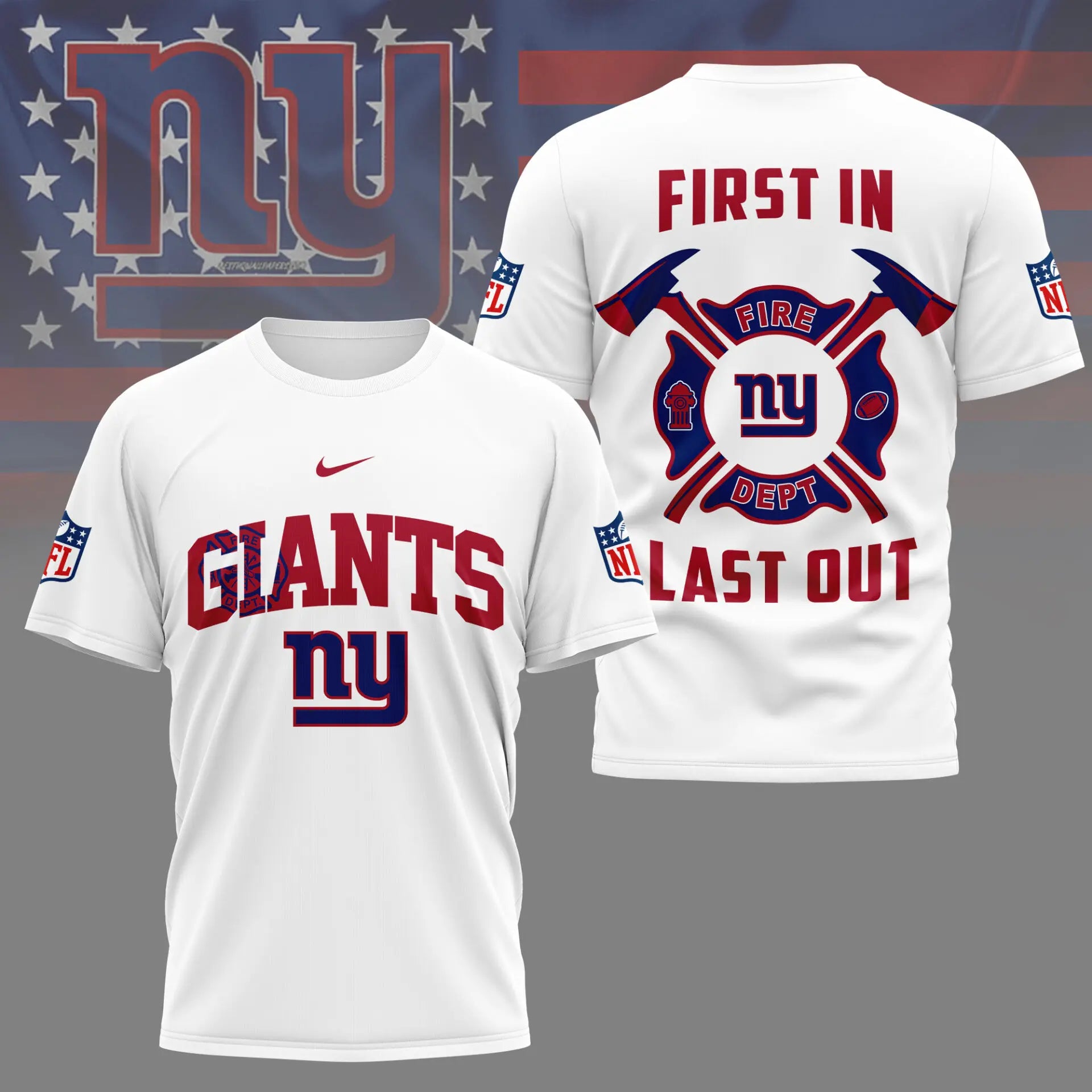 New York Giants | Premium NFL Fire Dept 3D Shirt TD – HuddleStyle.com - Image 3