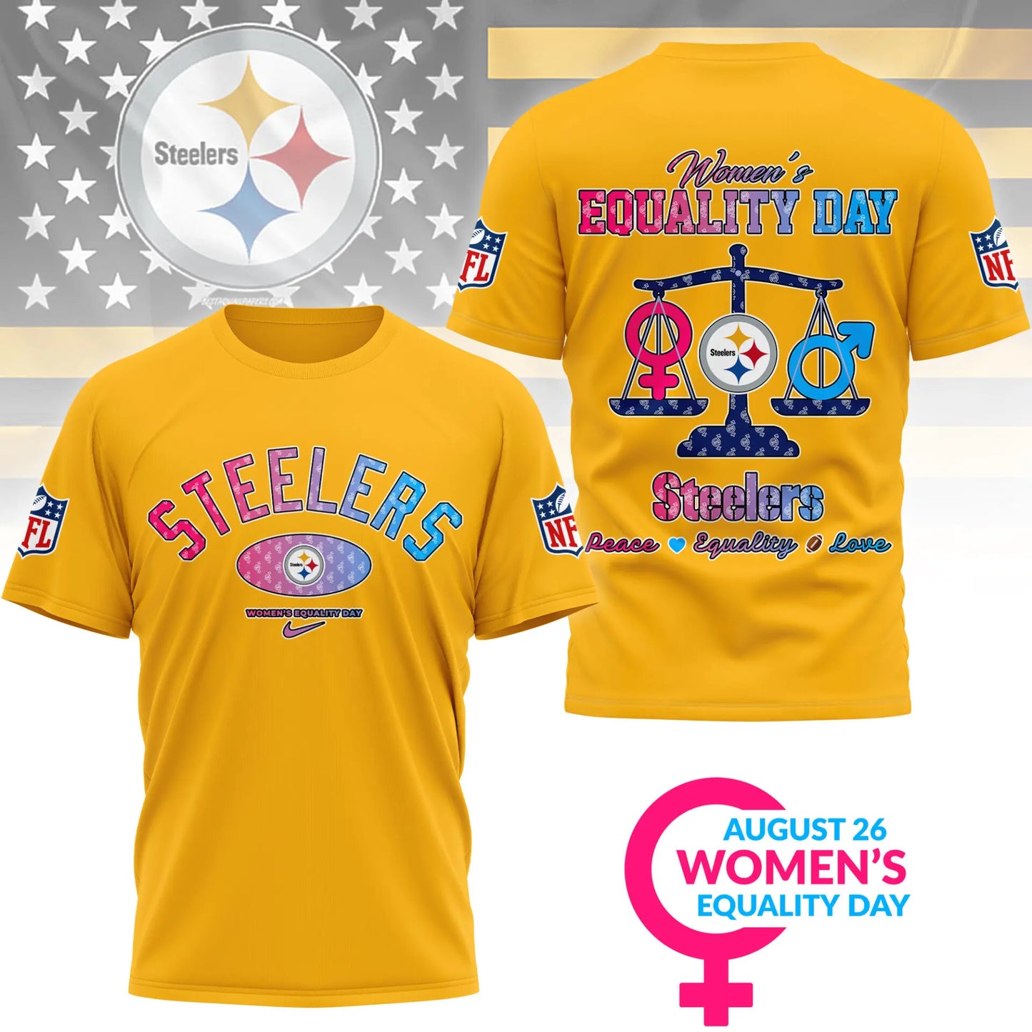 Pittsburgh Steelers | Premium Women’s Equality Day 3D Shirt NY – HuddleStyle.com - Image 3