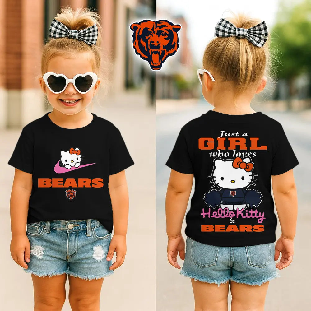 Chicago Bears | Premium NFL Football Girl Hello Kitty Fan Kid Shirt HI – HuddleStyle.com - Main