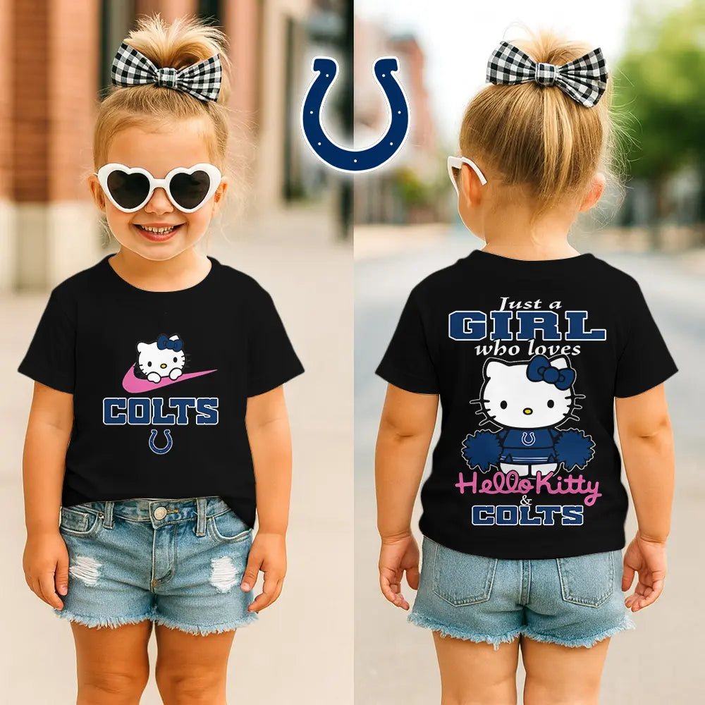 Indianapolis Colts | Premium NFL Football Girl Hello Kitty Fan Kid Shirt HI – HuddleStyle.com - Main
