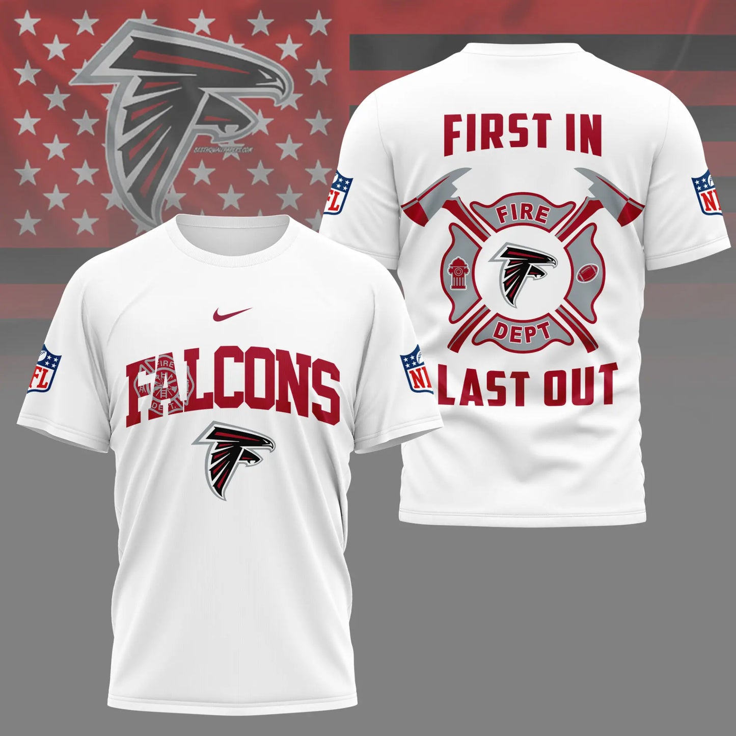Atlanta Falcons | Premium NFL Fire Dept 3D Shirt TD – HuddleStyle.com - Image 3