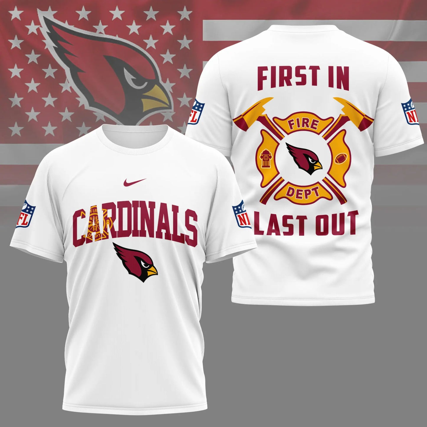 Arizona Cardinals | Premium NFL Fire Dept 3D Shirt TD – HuddleStyle.com - Image 2