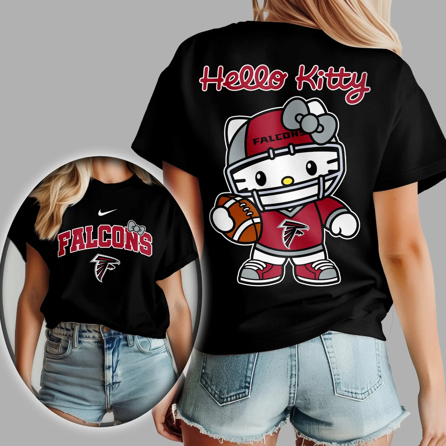 Atlanta Falcons | Premium NFL Hello Kitty 3D Shirt TD – HuddleStyle.com - Image 3