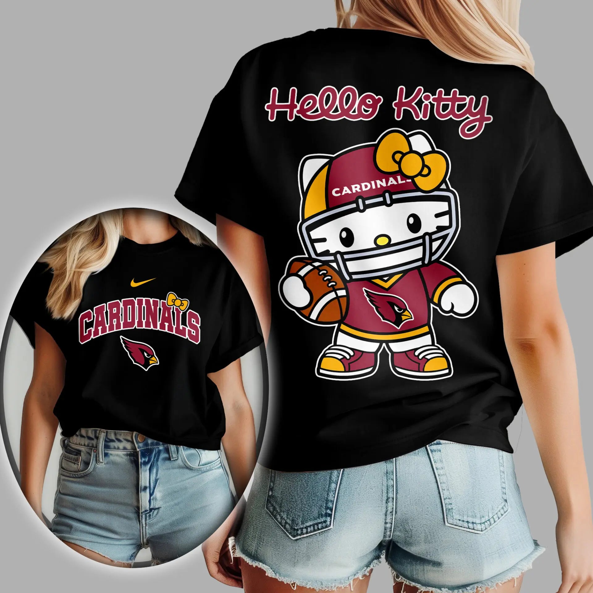 Arizona Cardinals | Premium NFL Hello Kitty 3D Shirt TD – HuddleStyle.com - Image 2