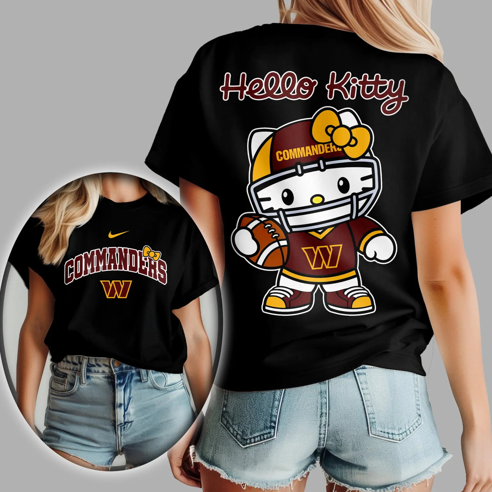 Washington Commanders | Premium NFL Hello Kitty 3D Shirt TD – HuddleStyle.com - Image 2