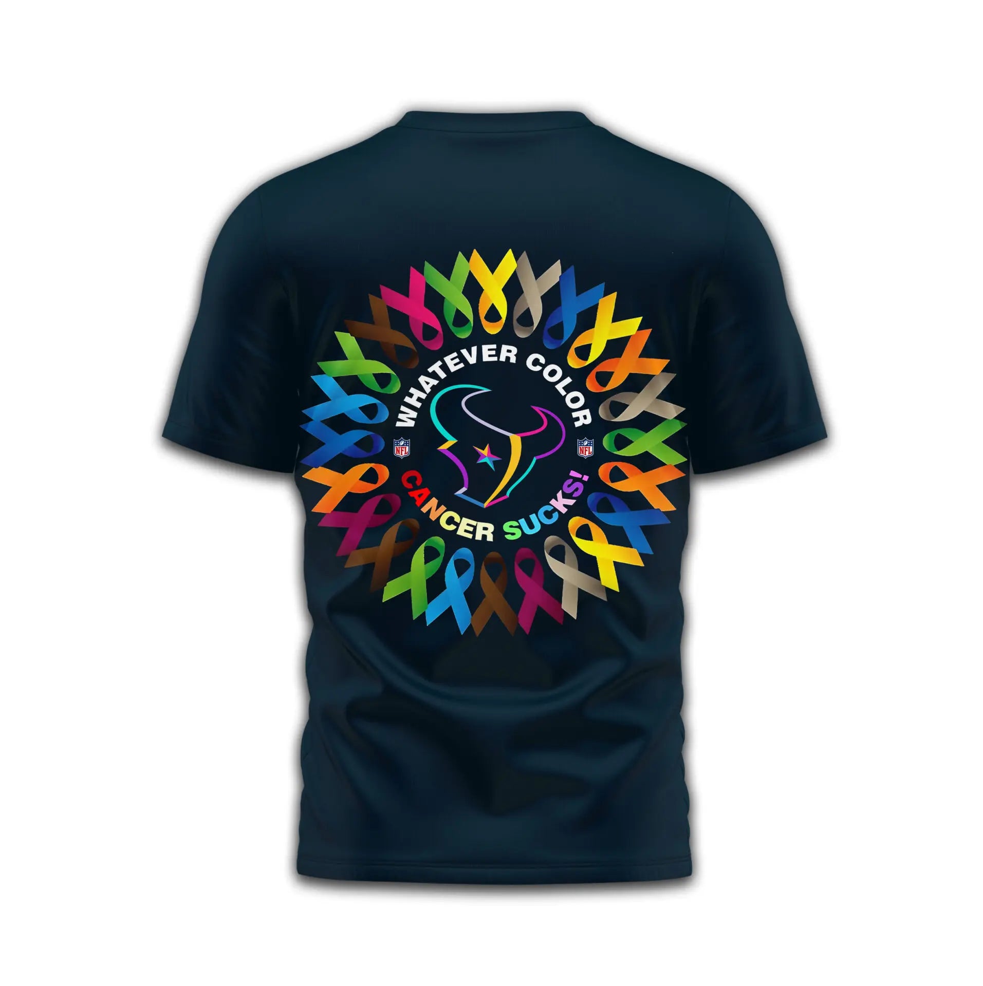 Houston Texans | Premium Fight Cancer In All Colors 3D Shirt TD – HuddleStyle.com - Image 2