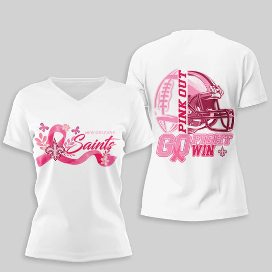 New Orleans Saints | Premium Tackle Breast Cancer Women’s Shirt TD – HuddleStyle.com - Main