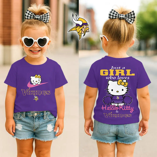 Minnesota Vikings | Premium NFL Football Girl Hello Kitty Fan Kid Shirt HI – HuddleStyle.com - Main