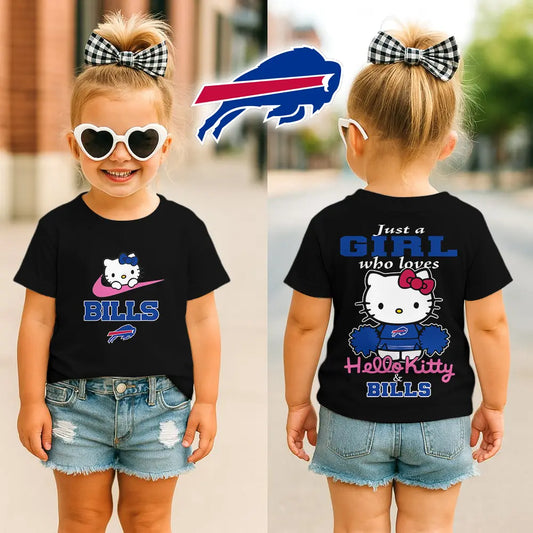 Buffalo Bills | Premium NFL Football Girl Hello Kitty Fan Kid Shirt HI – HuddleStyle.com - Main