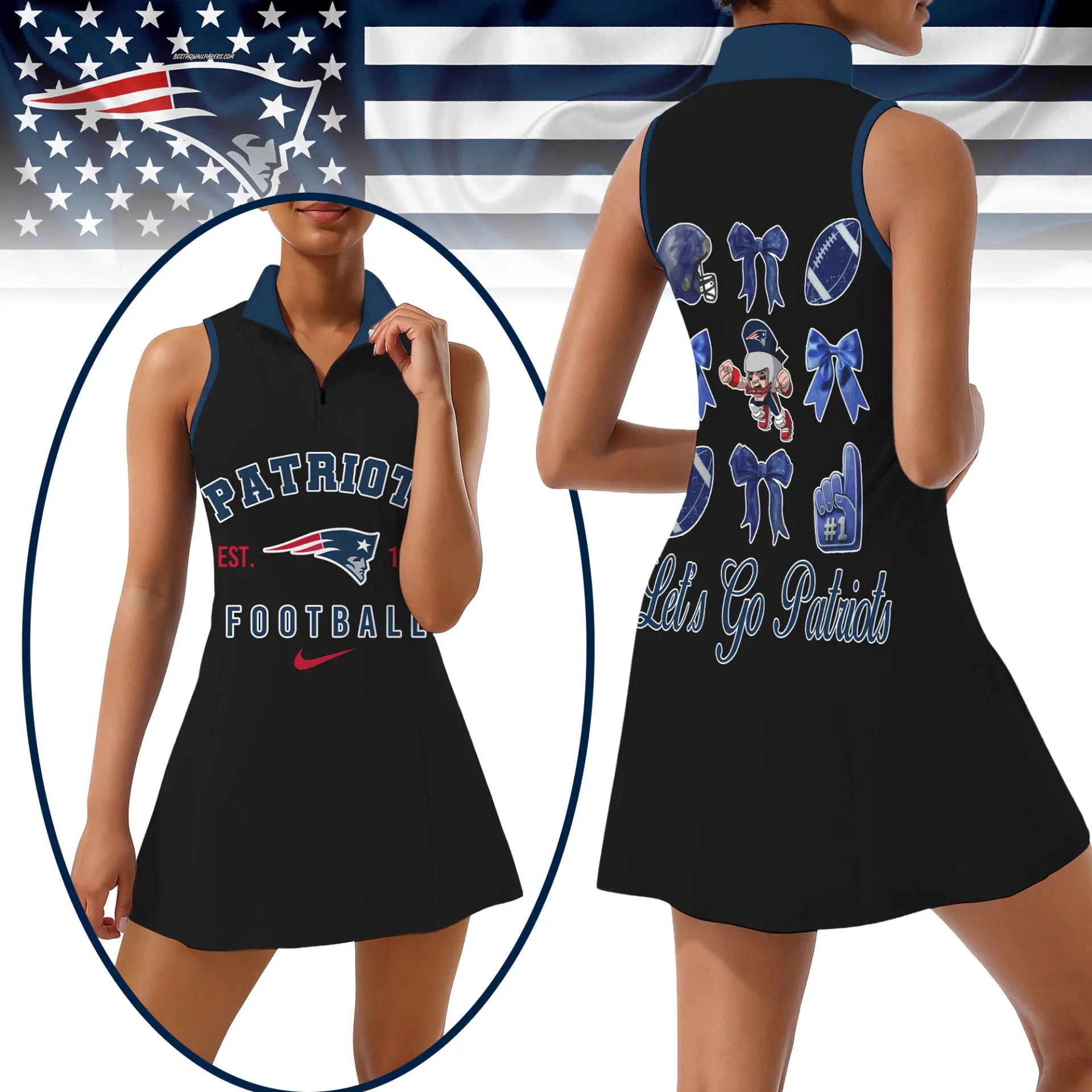 New England Patriots | Premium Women Sport Dress NY – HuddleStyle.com - Image 3