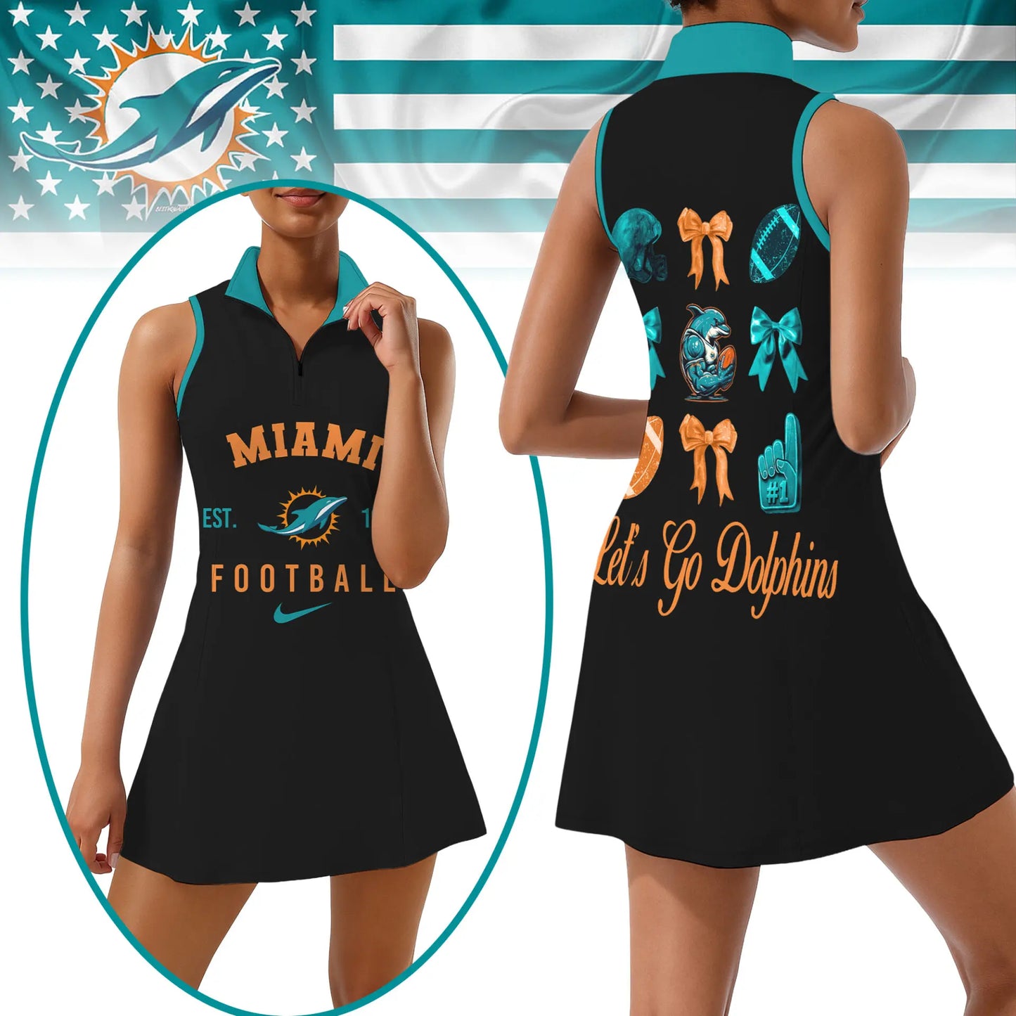 Miami Dolphins | Premium Women Sport Dress NY – HuddleStyle.com - Image 2