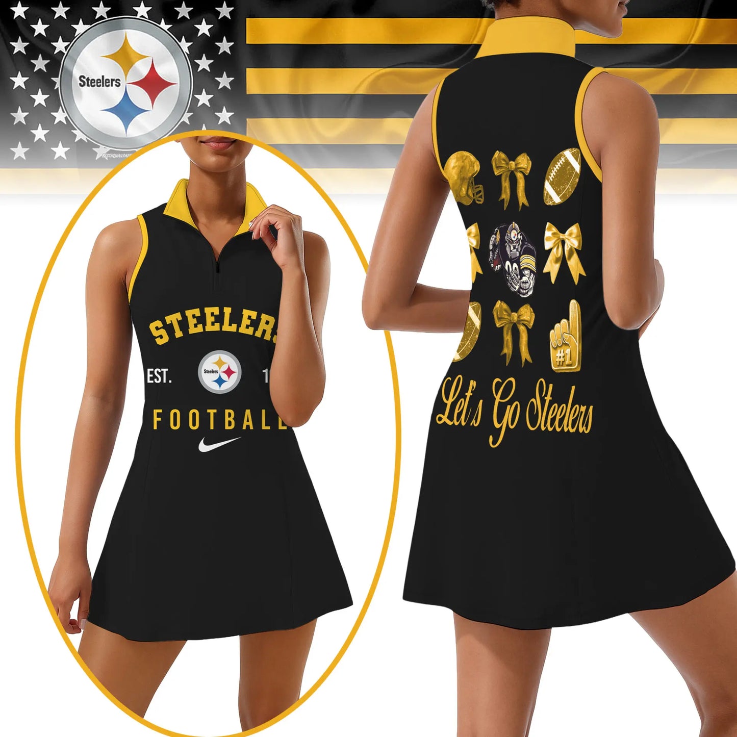 Pittsburgh Steelers | Premium Women Sport Dress NY – HuddleStyle.com - Image 2