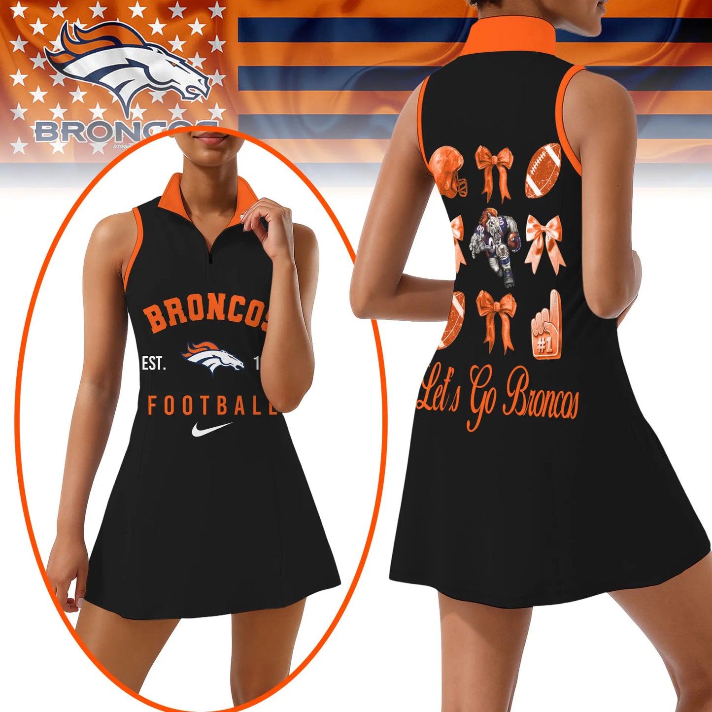 Denver Broncos | Premium Women Sport Dress NY – HuddleStyle.com - Main