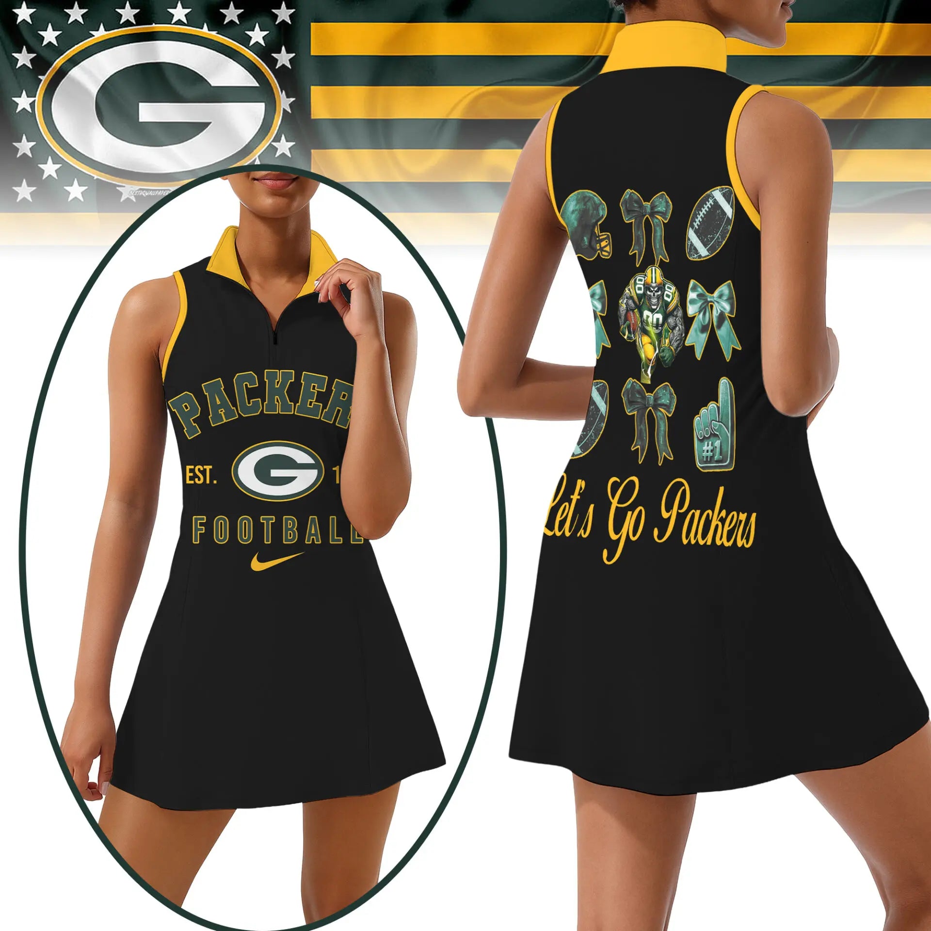 Green Bay Packers | Premium Women Sport Dress NY – HuddleStyle.com - Image 2