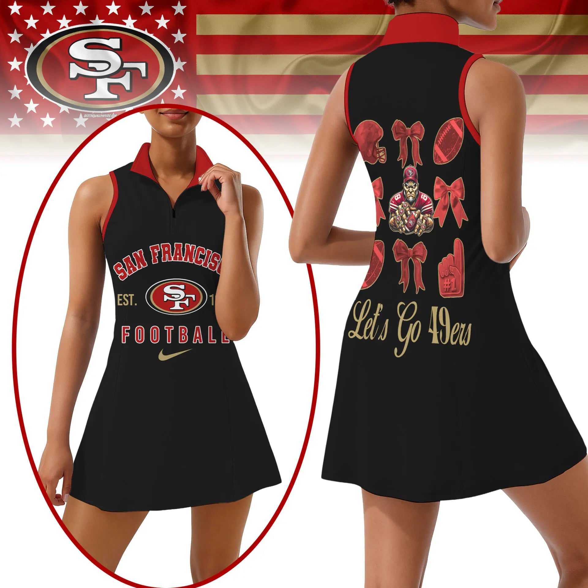 San Francisco 49ers | Premium Women Sport Dress NY – HuddleStyle.com - Image 2