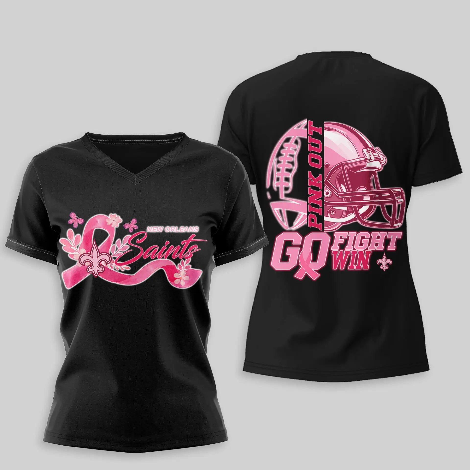 New Orleans Saints | Premium Tackle Breast Cancer Women’s Shirt TD – HuddleStyle.com - Image 9