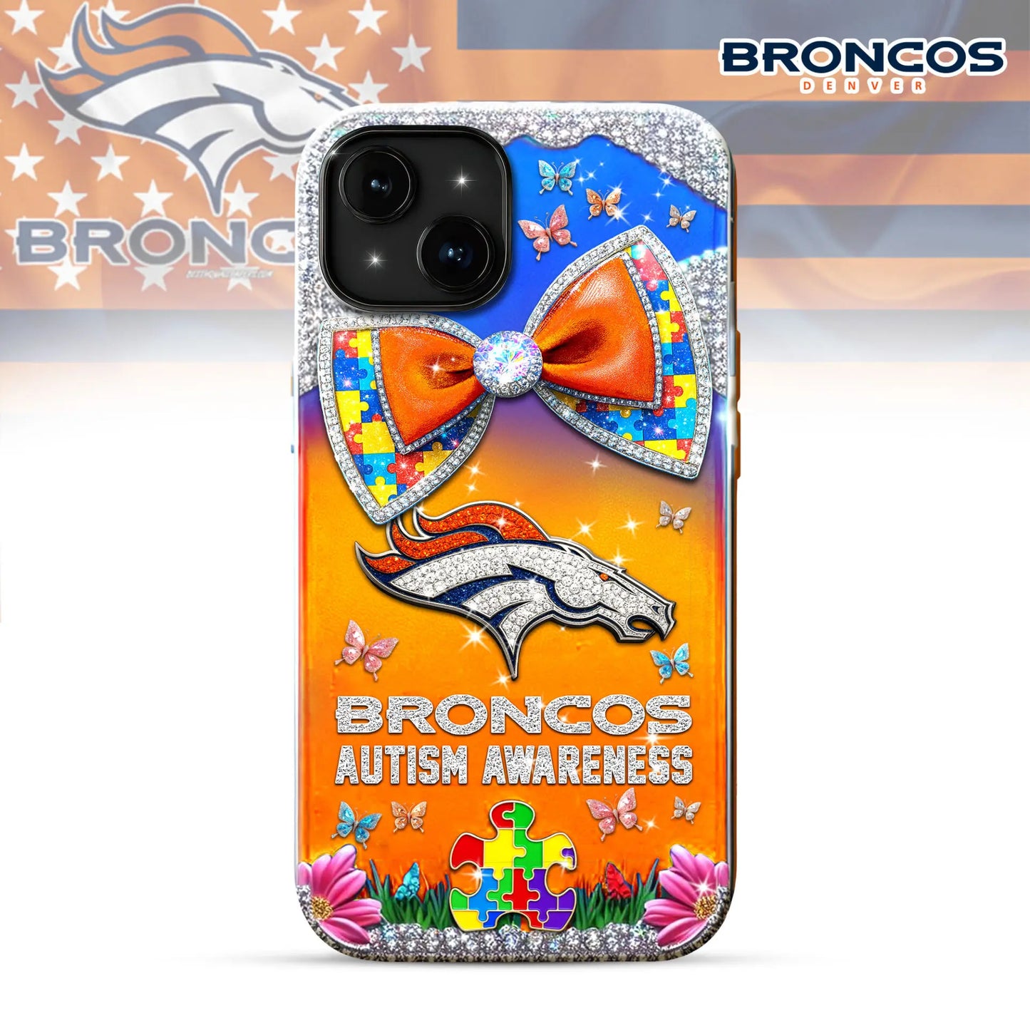 Denver Broncos | Premium NFL Autism Awareness Phonecase TD – HuddleStyle.com - Image 2