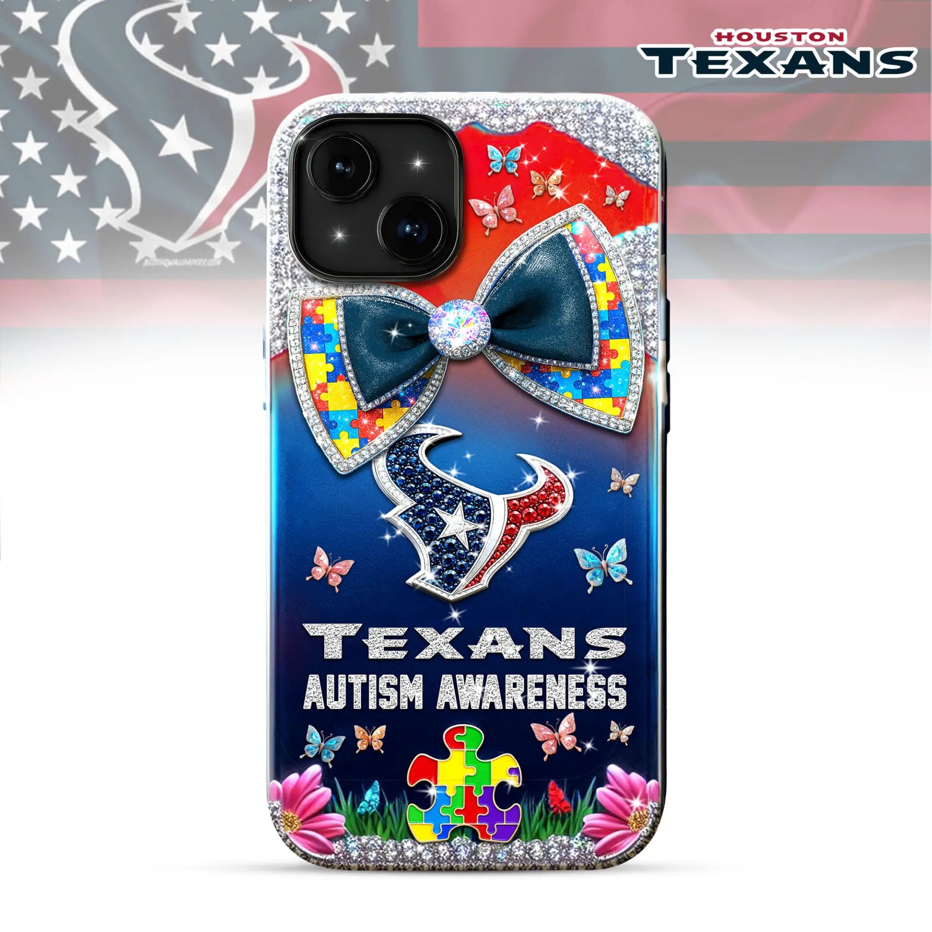 Houston Texans | Premium NFL Autism Awareness Phonecase TD – HuddleStyle.com - Image 2