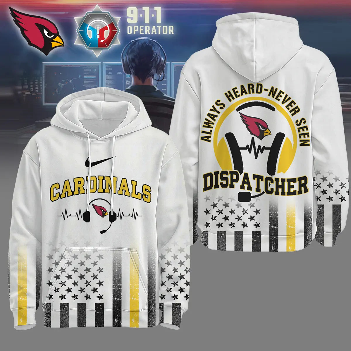 Arizona Cardinals | Premium NFL Dispatcher Fan Hoodie – HuddleStyle.com - Image 3
