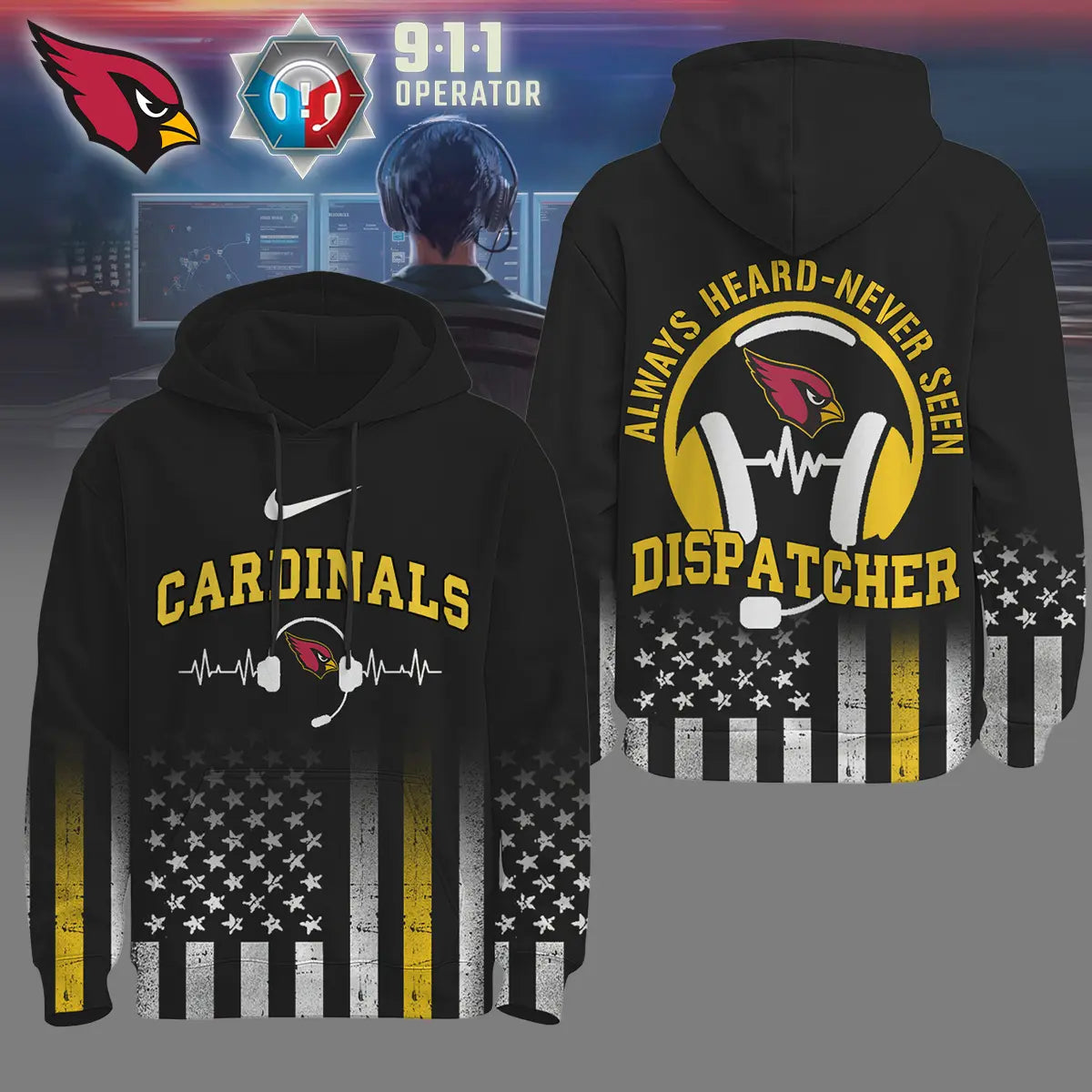 Arizona Cardinals | Premium NFL Dispatcher Fan Hoodie – HuddleStyle.com - Image 2