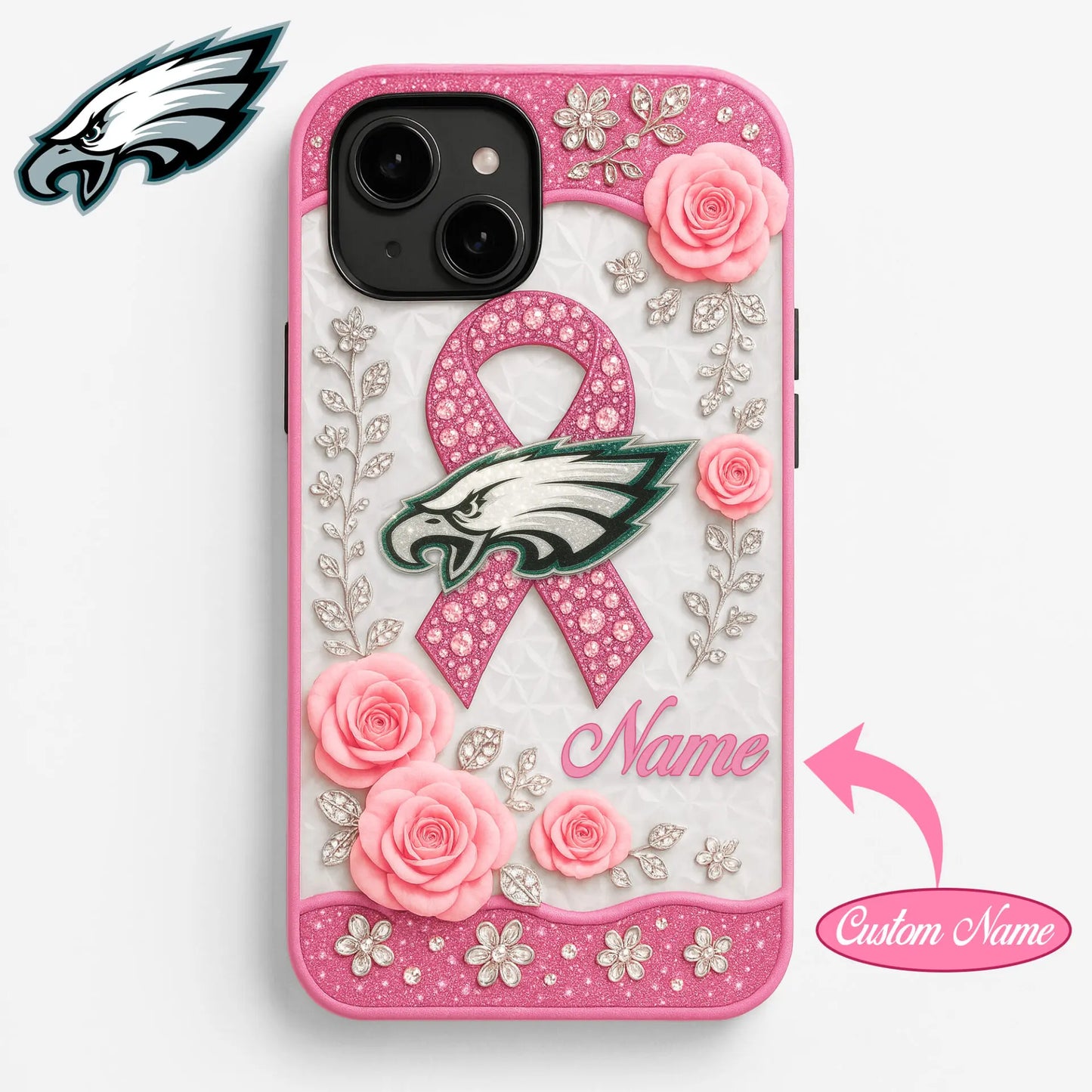 Philadelphia Eagles | Premium NFL Breast Cancer Phonecase HI – HuddleStyle.com - Main