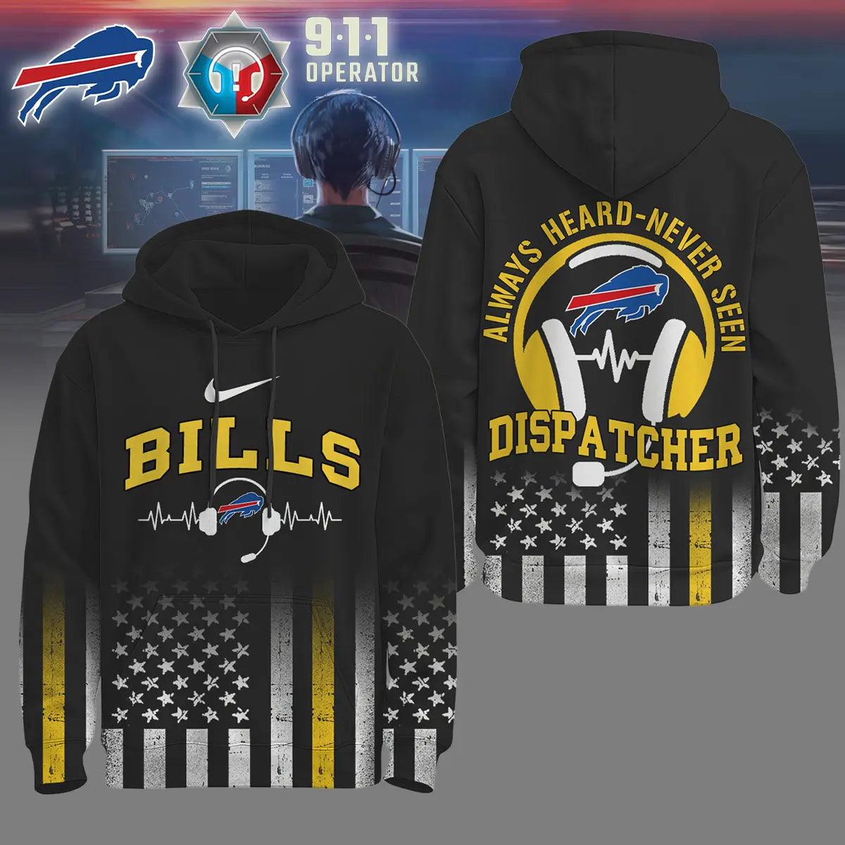 Buffalo Bills | Premium NFL Dispatcher Fan Hoodie – HuddleStyle.com - Image 2