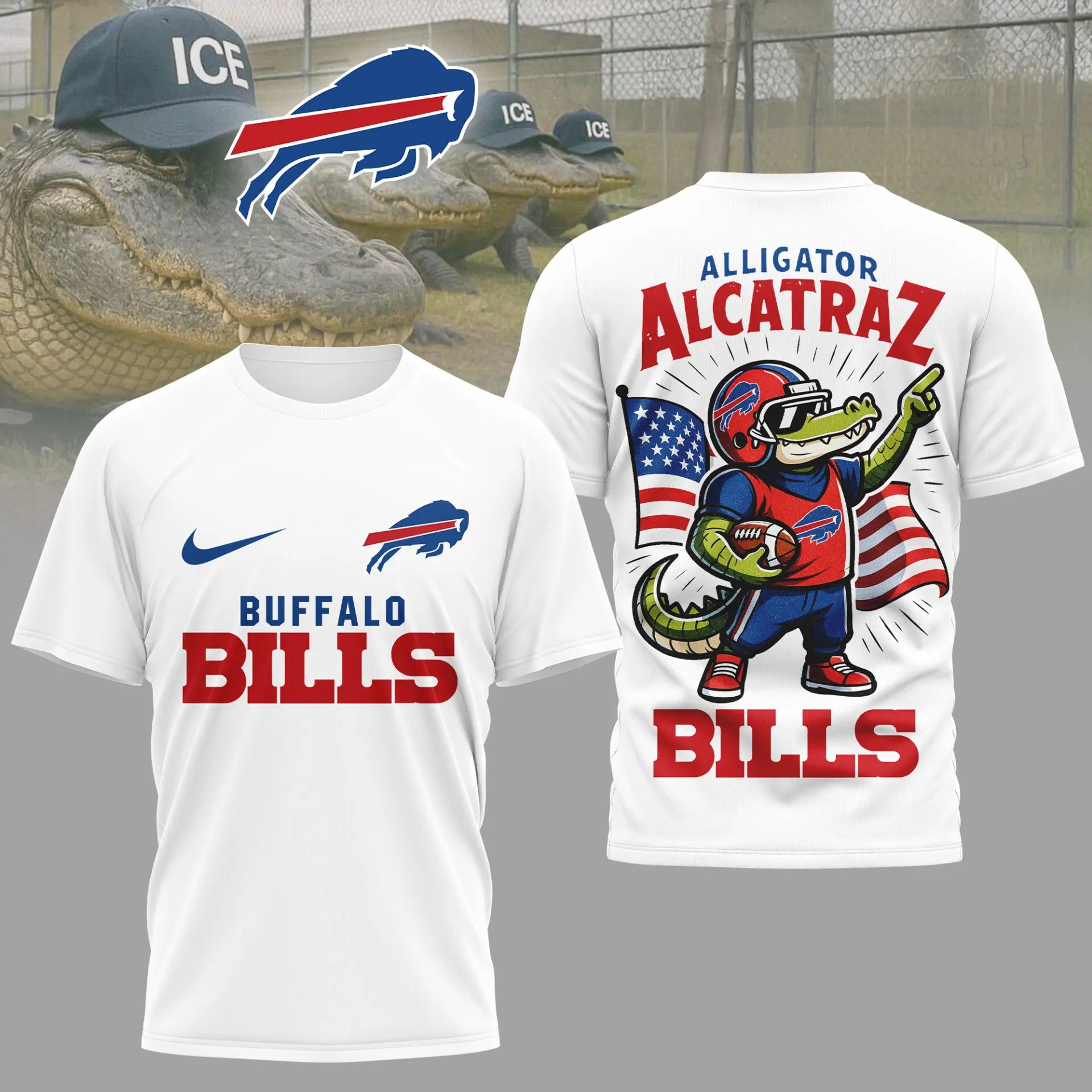 Buffalo Bills | Premium NFL x Alligator Alcatraz  3D Shirt HI – HuddleStyle.com - Main