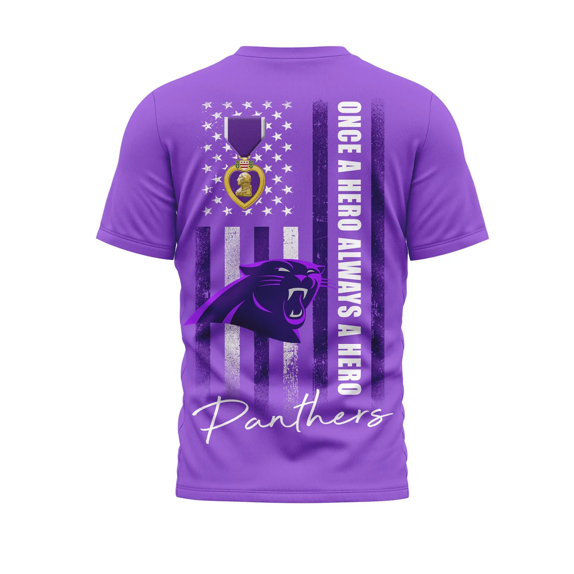 Carolina Panthers | Premium NFL Premium National Purple Heart Day 3D Shirt HI – HuddleStyle.com - Image 2