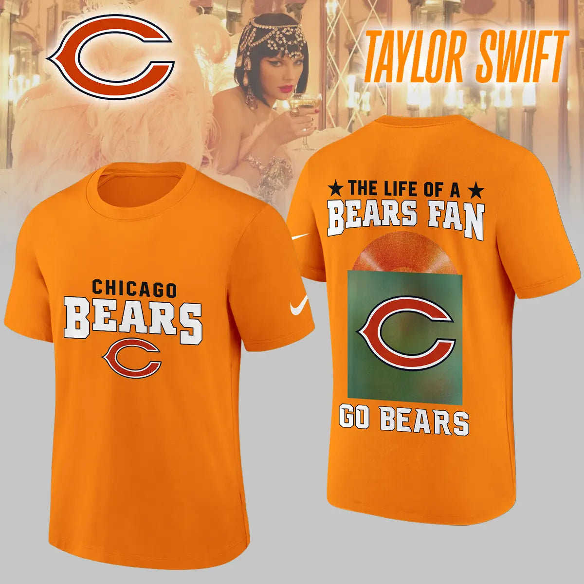 Chicago Bears | Premium NFL x Taylor Swift 3D Shirt HI – HuddleStyle.com - Image 3