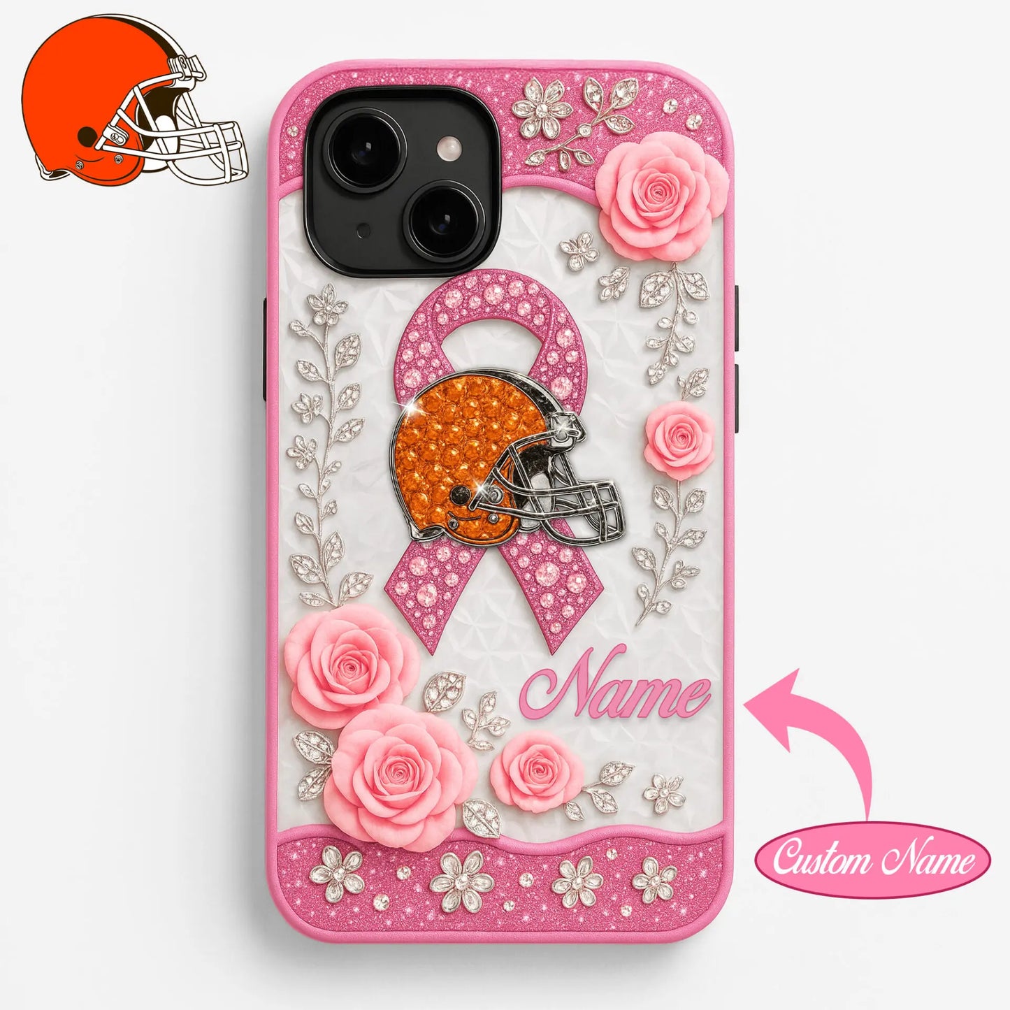 Cleveland Browns | Premium NFL Breast Cancer Phonecase HI – HuddleStyle.com - Image 2