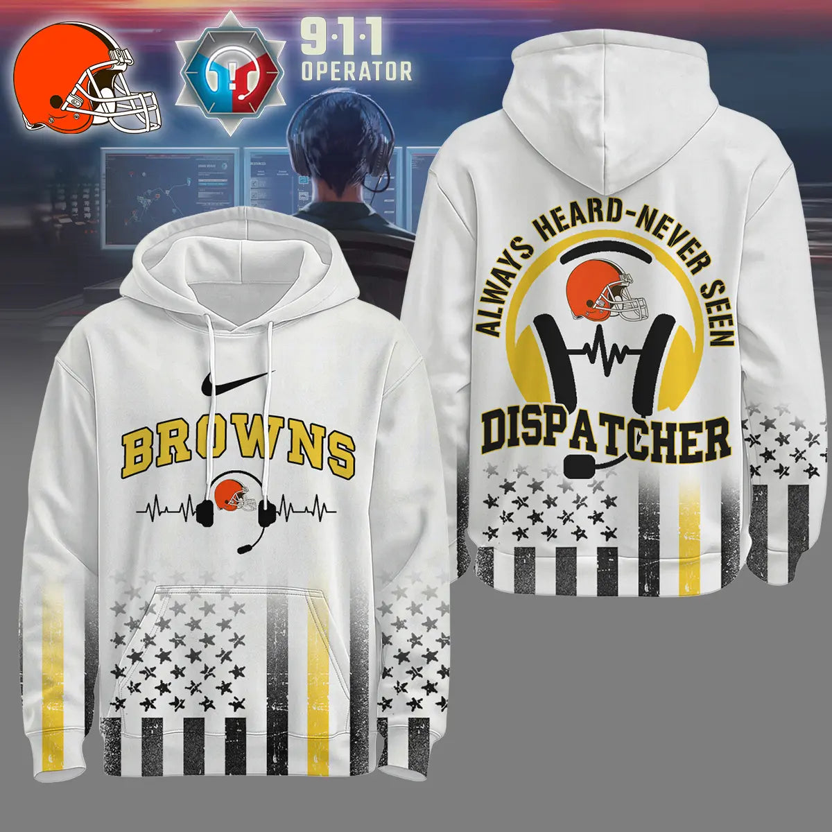 Cleveland Browns | Premium NFL Dispatcher Fan Hoodie – HuddleStyle.com - Main