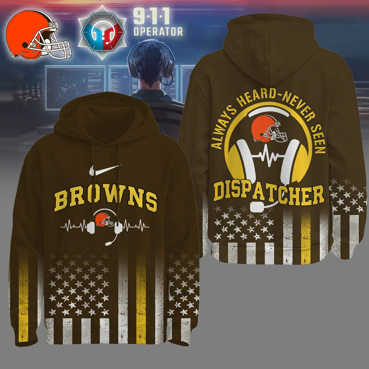 Cleveland Browns | Premium NFL Dispatcher Fan Hoodie – HuddleStyle.com - Image 2