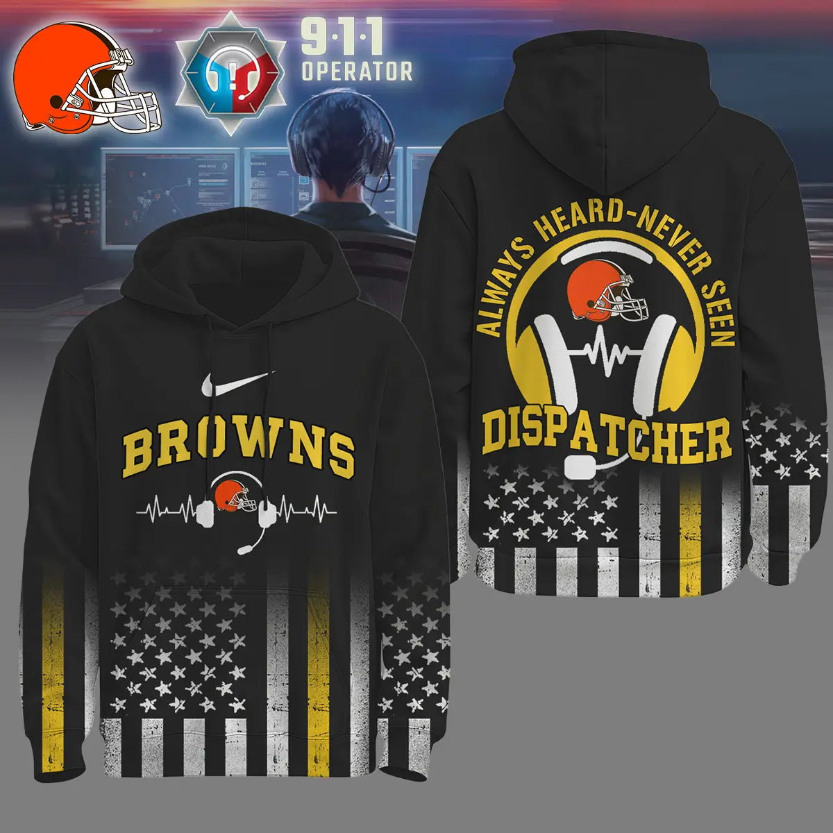 Cleveland Browns | Premium NFL Dispatcher Fan Hoodie – HuddleStyle.com - Image 3