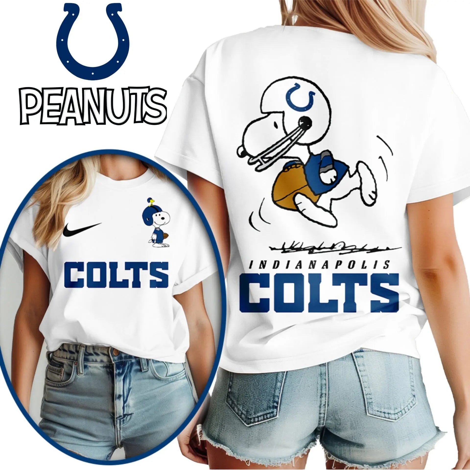 Indianapolis Colts | Premium NFL x Peanuts 3D Shirt HI – HuddleStyle.com - Main
